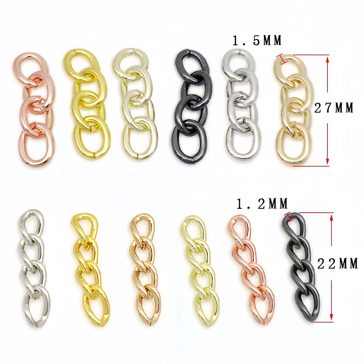 50pcs 21mm 27mm Metal Chain Connector Necklace Bracelet Extension Chain Tail for Keychain Pendant DIY Jewelry Making Findings