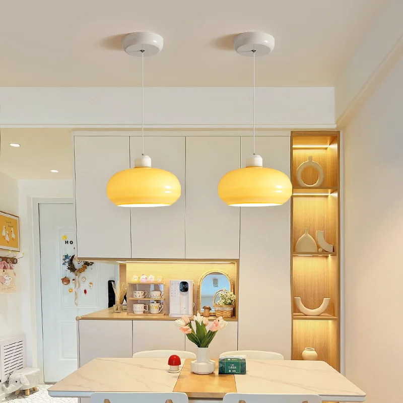 Suspension LED à spectre complet Viral Cream - Lampe de chevet et de salle à manger double espace moderne, lampe de bar Instagrammable