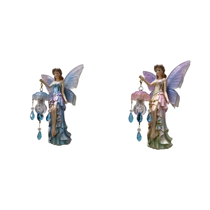 DT16 Flower Fairy Wall Lamp Battery Operated with Wings Decorative Wall Sconce for Girl's Room Pink Night Light