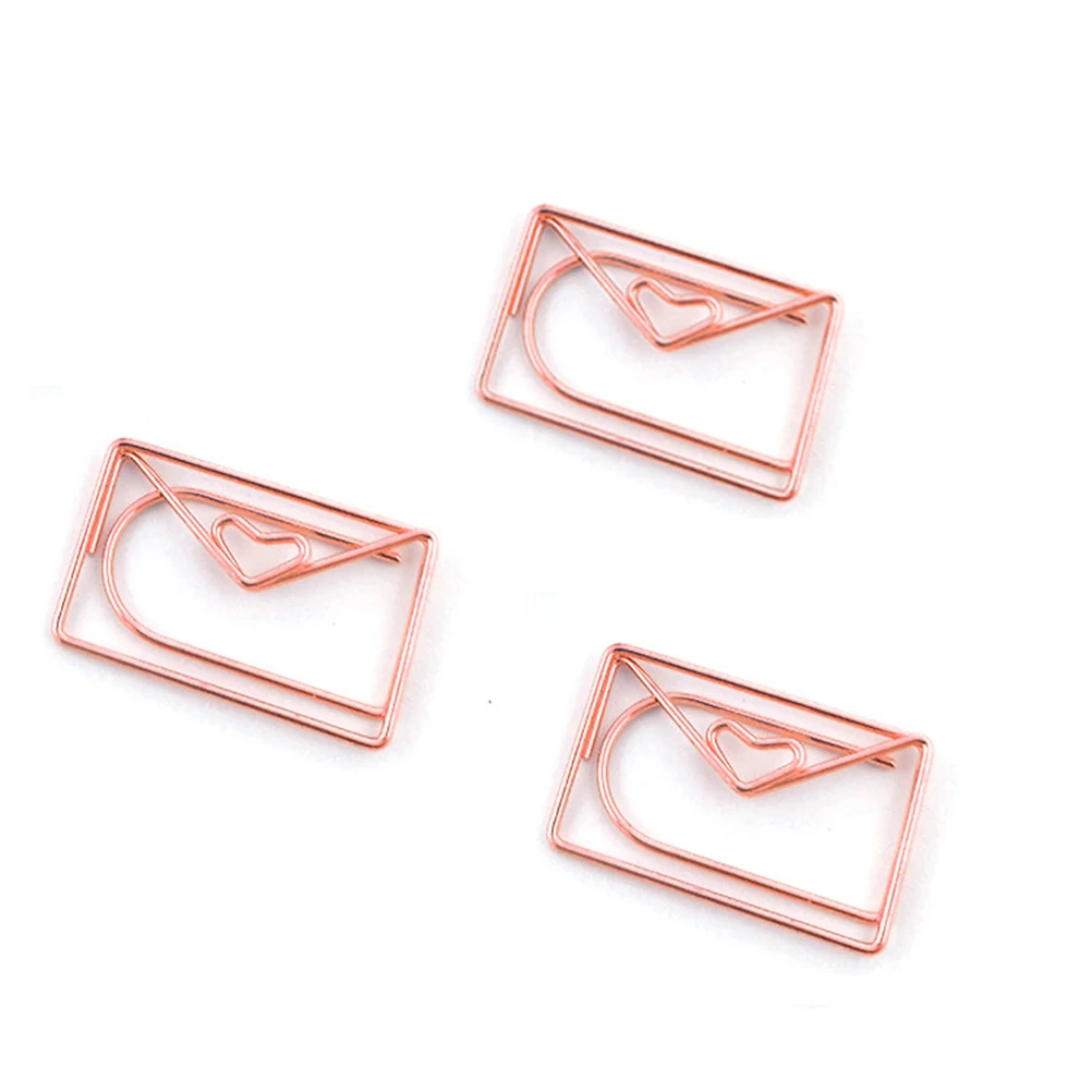 

12pcs Rose Gold Paper Clips Metal Office Supplies Envelope File Clamps Bookmark Clip Prevents Rust Practical Decorative