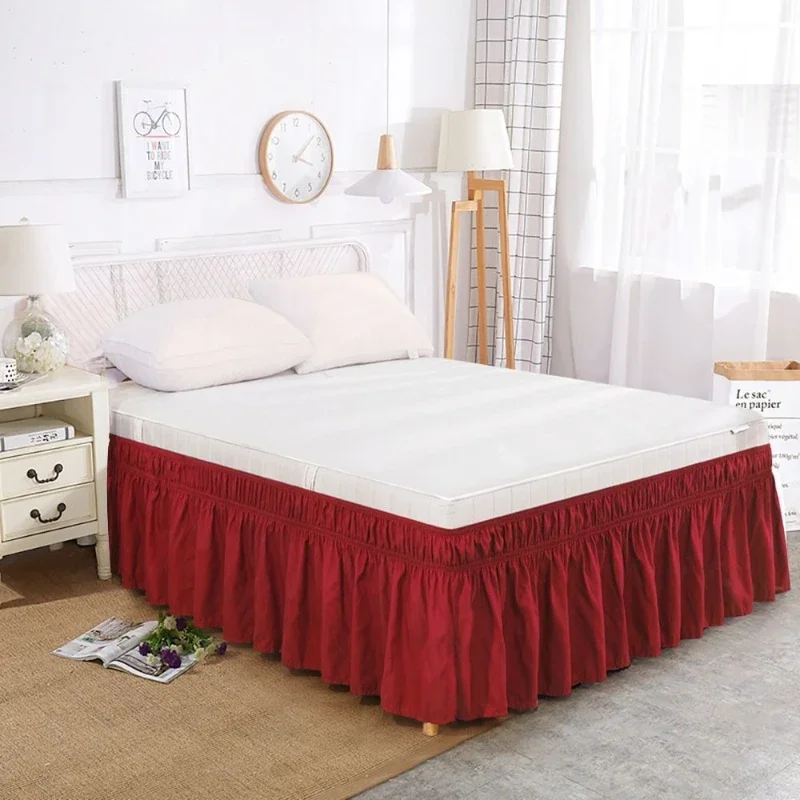 Detachable Bed Ruffle Apron and No Top Cover Panel Edge Protection Cloth Surrounding 3-sided Elastic Belt Bed Skirt Bedding 1pcs