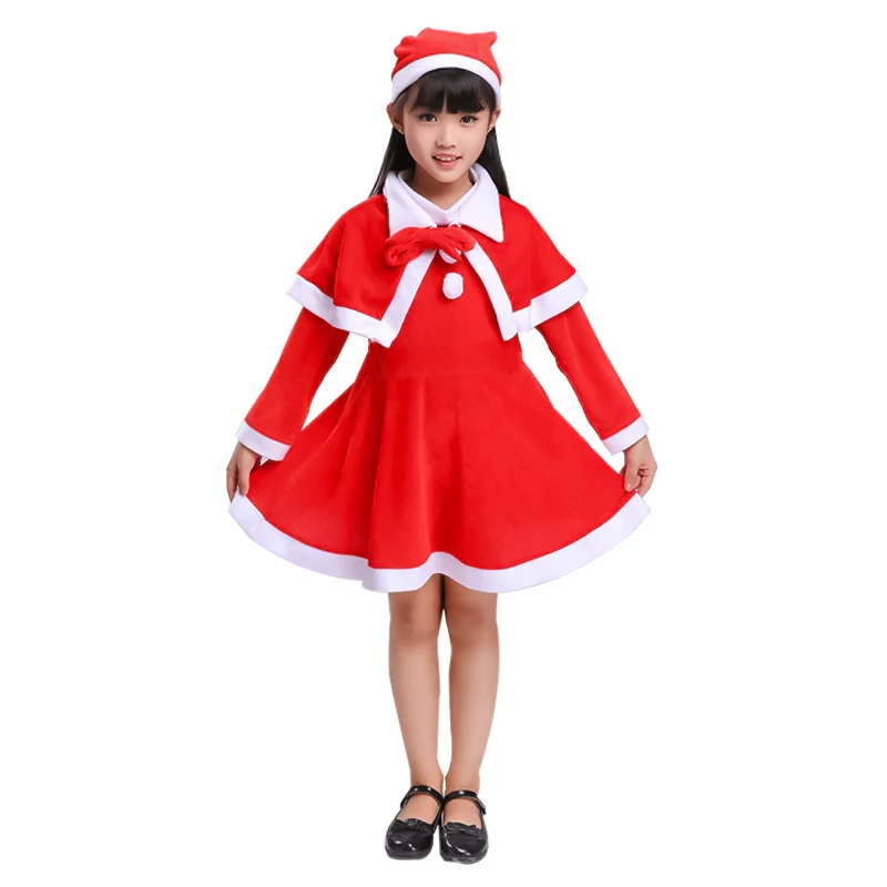 2025Christmas Children Costumes Boy Girl Santa Cosplay Clothes Set Classic Fashion Red Outfits Baby Toddler Kids Xmas Suit Wear