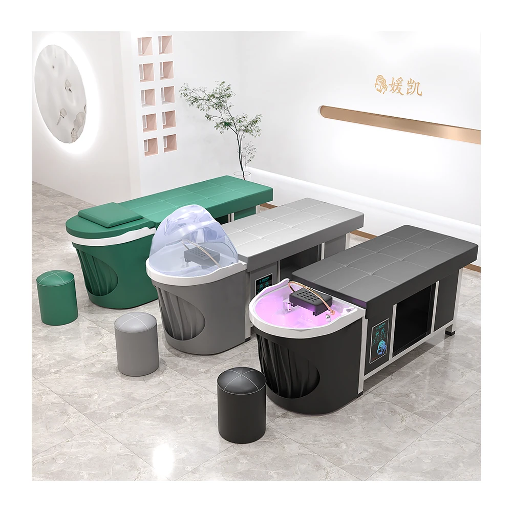 Modern Hair Salon Electric Head Water Washing Chair Hair Washing Spa Head Water Therapy Shampoo Bed