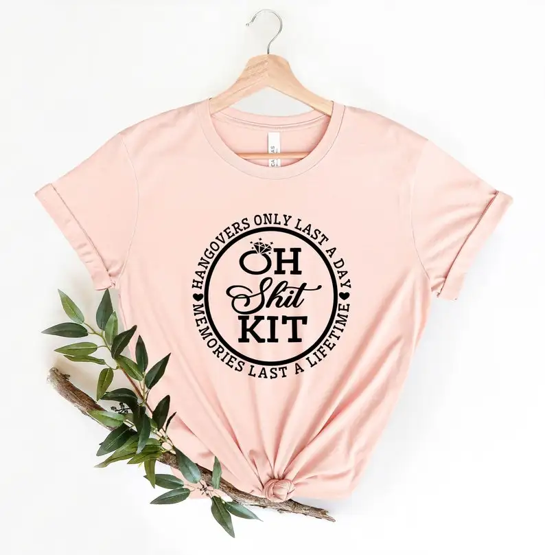 

Hangover Kit, Oh Shit Hangover Last A day, Bachelorette Favors, Wedding Party, Bachelorette Gifts Short Sleeve Top Tees O Neck