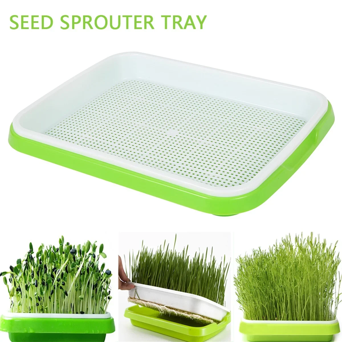 1PC Seed Sprouter Tray  Wheatgrass Sprouting Pot Planter Soilless Bean Culture Hydroponic Nursery Plate Cat Grass Bonsai Seeds