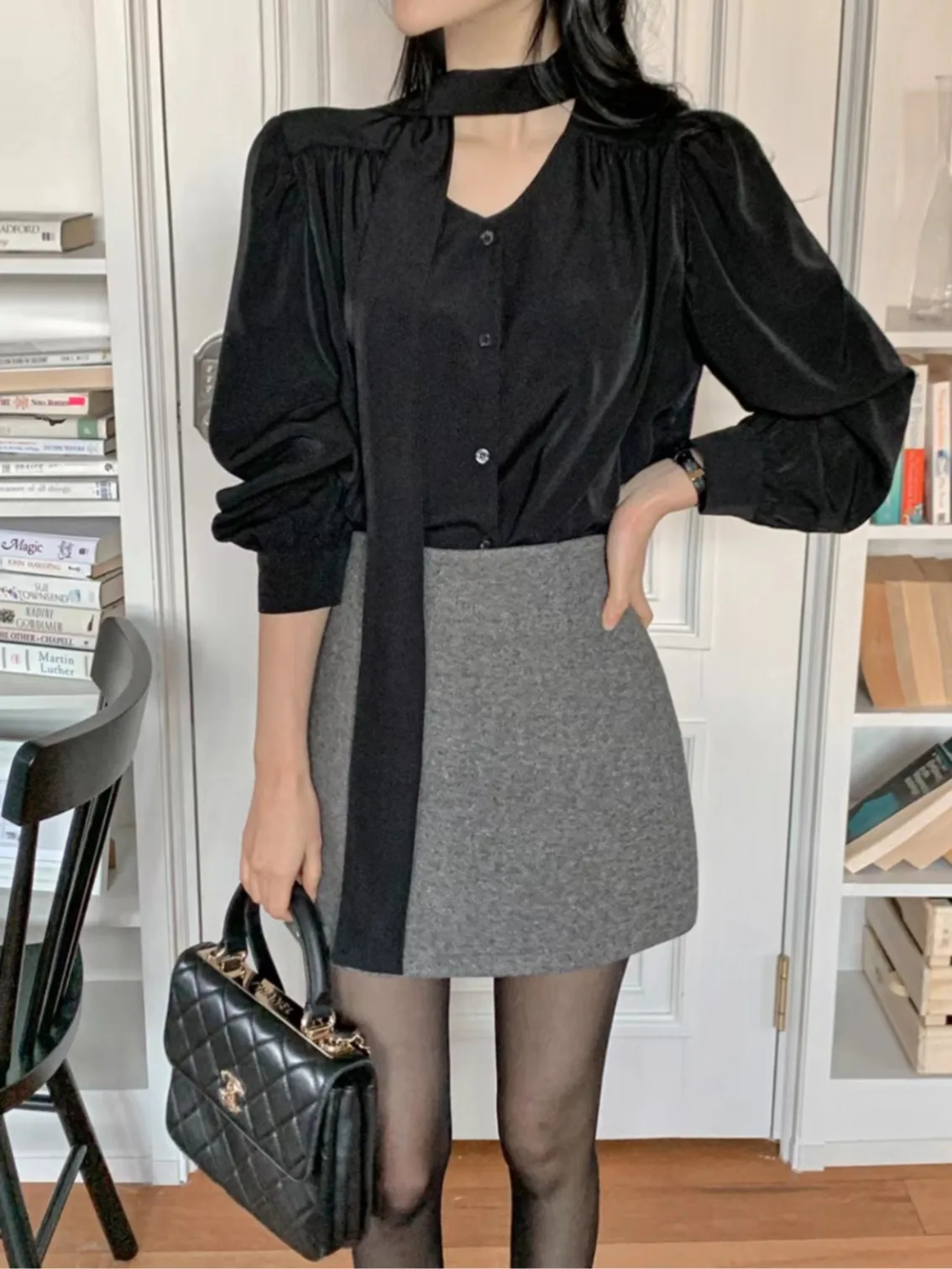 Chic Long Sve v-ne femmes irt ceinturé automne Design polyvalent Busin décontracté mince matériel trajet Sle printemps automne
