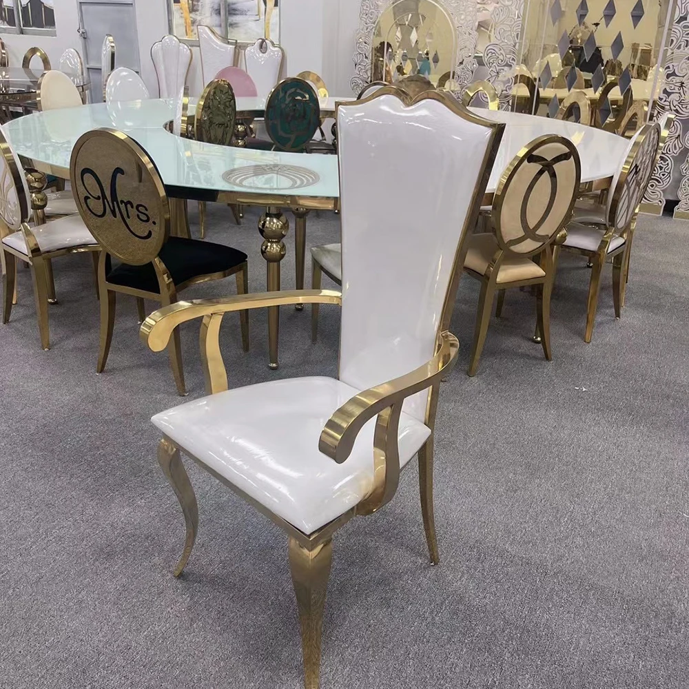 2PCS High Quality Stainless Steel Gold Small Back Chair For Banquet Wedding And Event