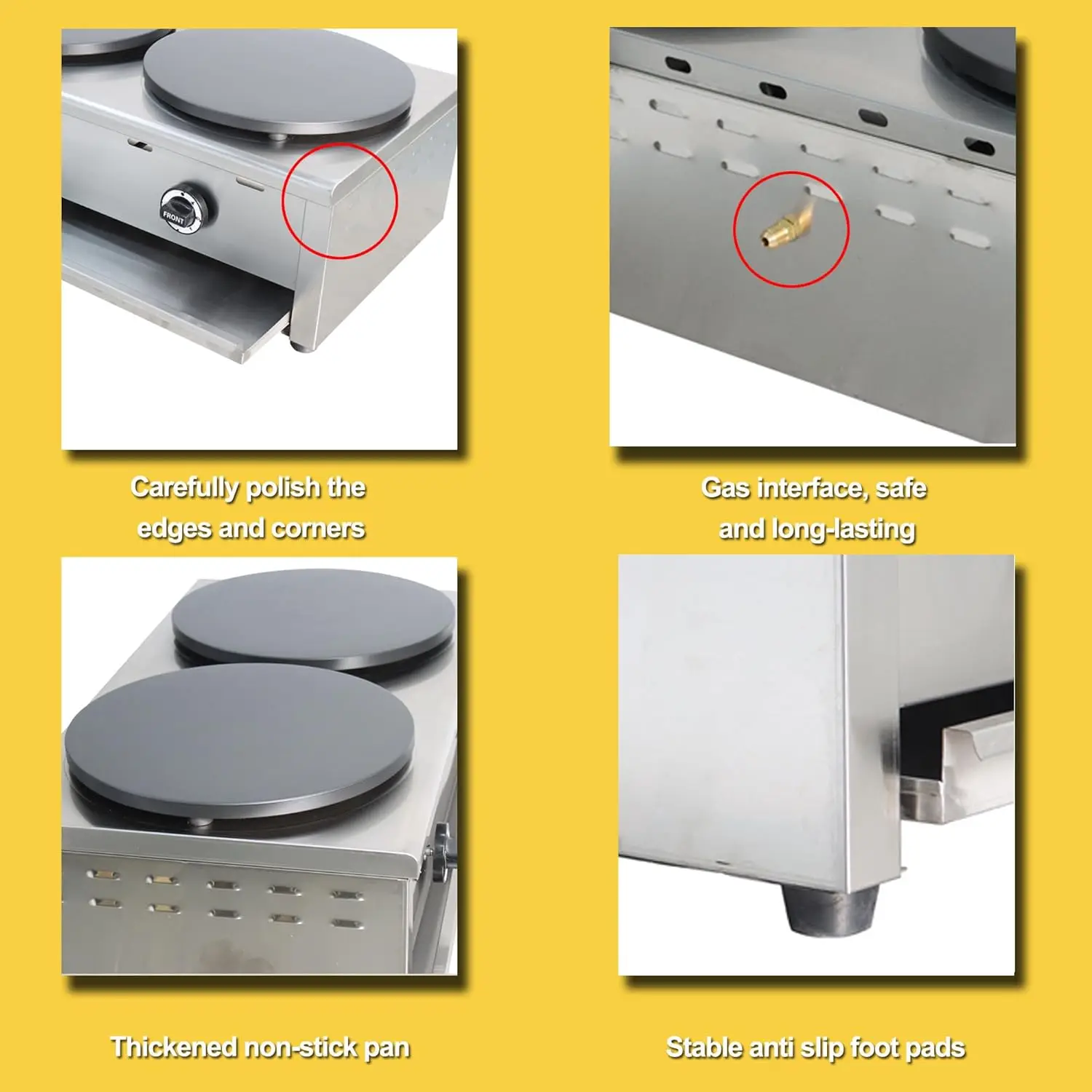 Double Burner 15.75" Commercial Pancake Maker Natural Gas 2000Pa Nonstick Crepe Maker Pancake Griddle Machine