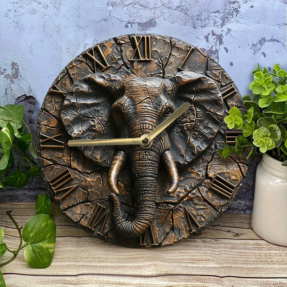 Elegant Silent Elephant Wall Clock - Aluminum, Perfect for Home & Office Decor Living Room Decoration  Wall Clock Modern Design