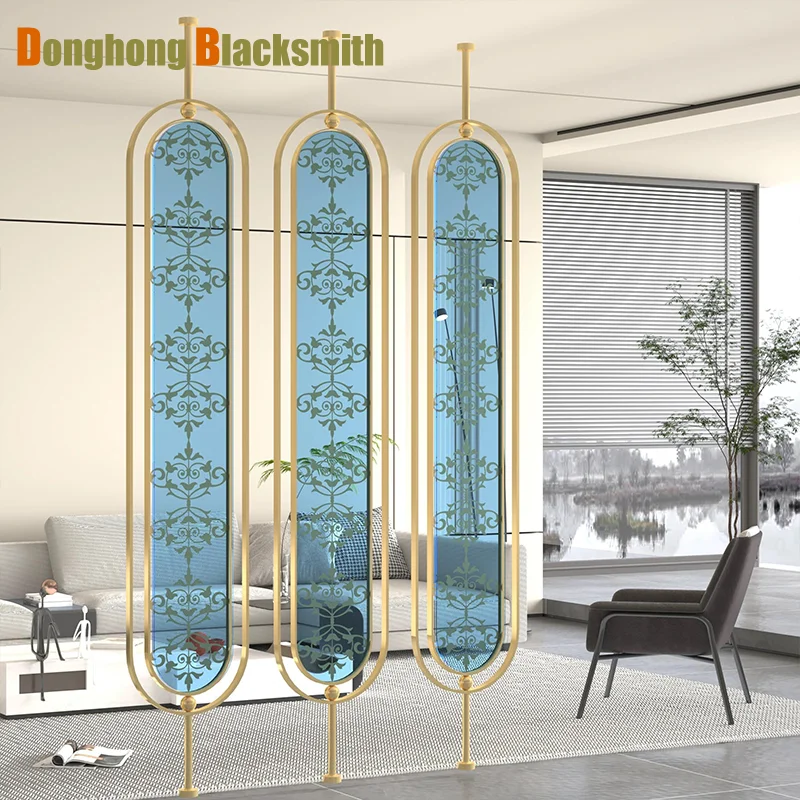 Custom Modern Design Movable Partition Wall Screens Stainless Steel Frame with Waterproof Glass Separator Direct Manufacturer