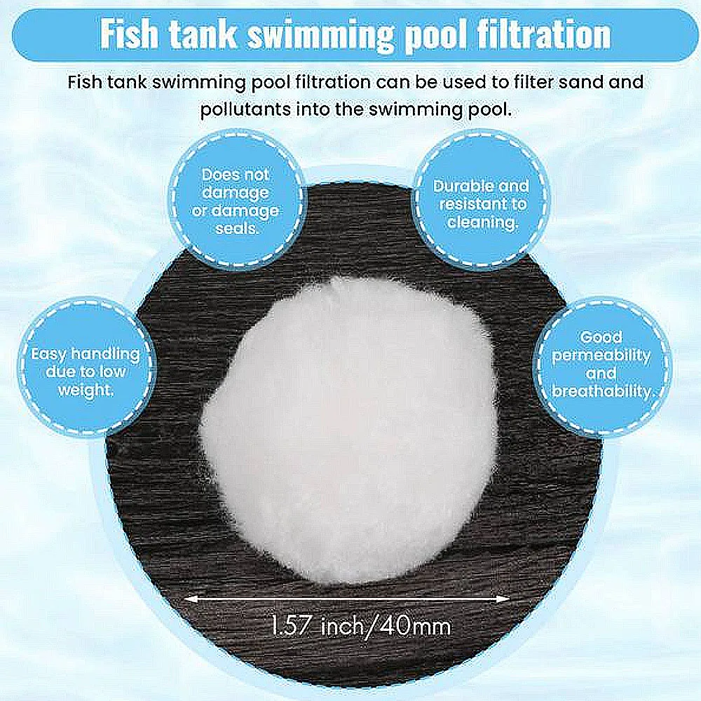 Kolam Renang bola Filter portabel, kaleng katun kering basah bersih tangki ikan bahan Filter serat pemurni air 200g