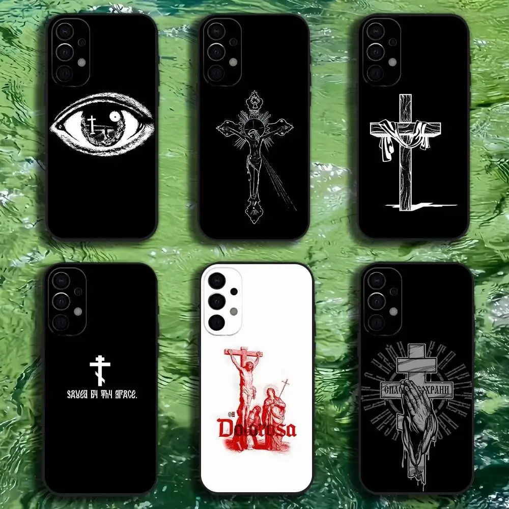 

Orthodox Cross Icon Church God Phone Case For Samsung S25,S24,S21,S22,S23,S30,Ultra,S20,Plus,Fe,Lite,Note,10,9,5G Black Cover