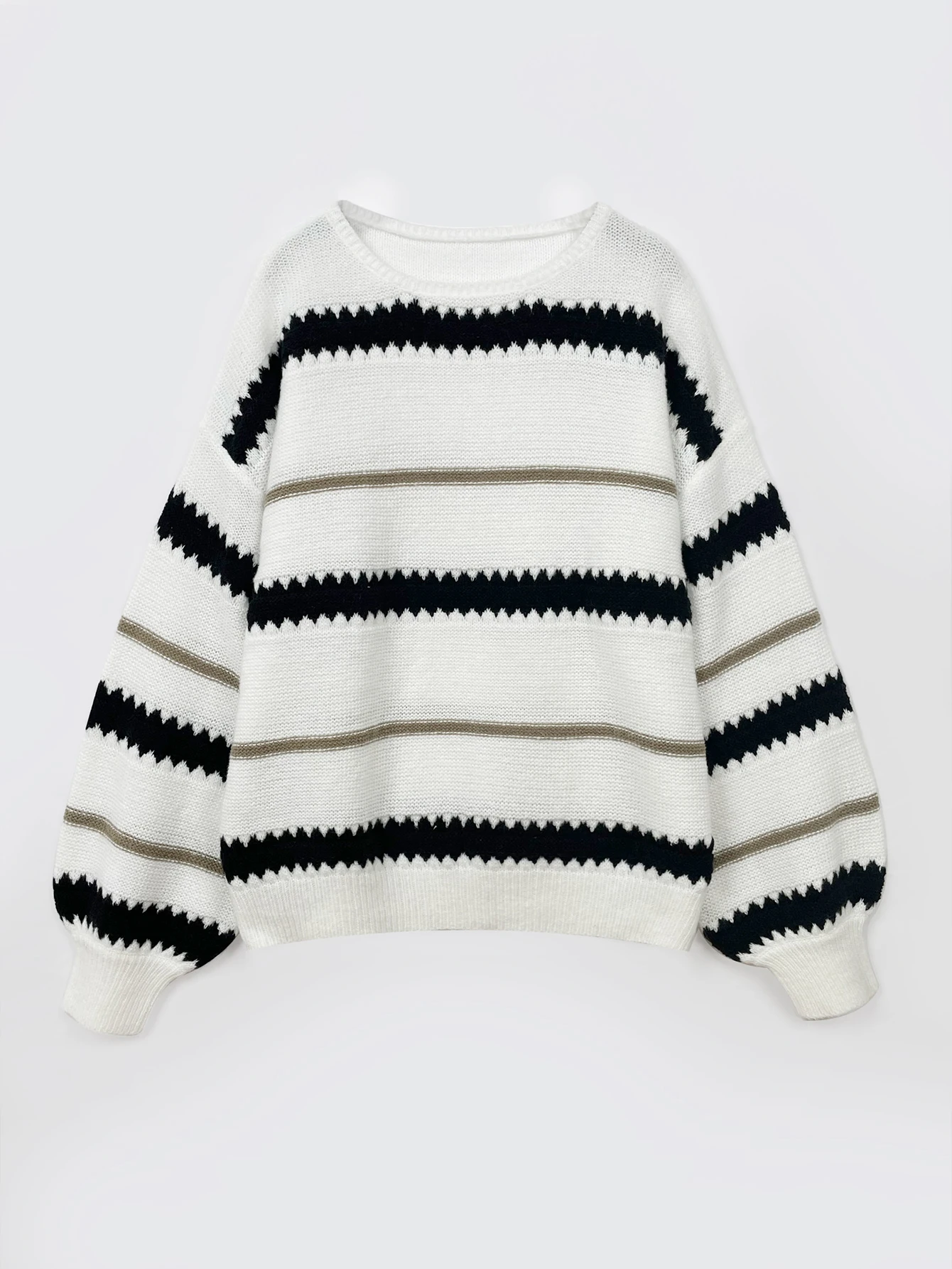 Autumn/winter women's patchwork metal striped sweater jumper OL commuter loose sweater for women