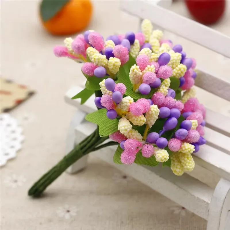 Hot البيع الاصطناعي رغوة صغيرة التوت باقة وهمية الفاكهة السداة حبة الزهور DIY بها بنفسك صندوق إكليل الزفاف سكرابوكينغ اكسسوارات