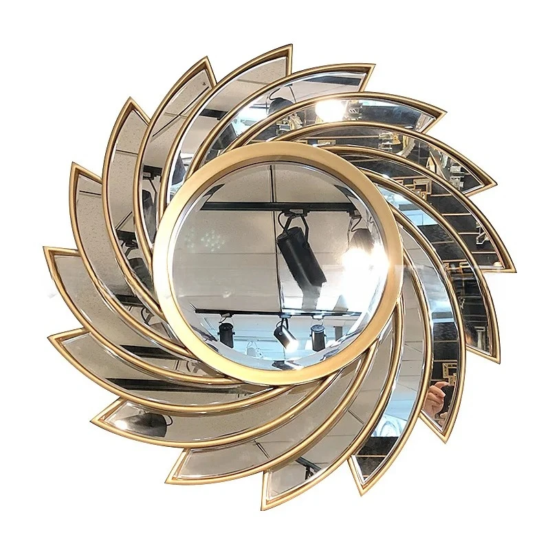 AA  New bathroom mirror light luxury spell mirror sun flower wall hanging entrance decorative mirror