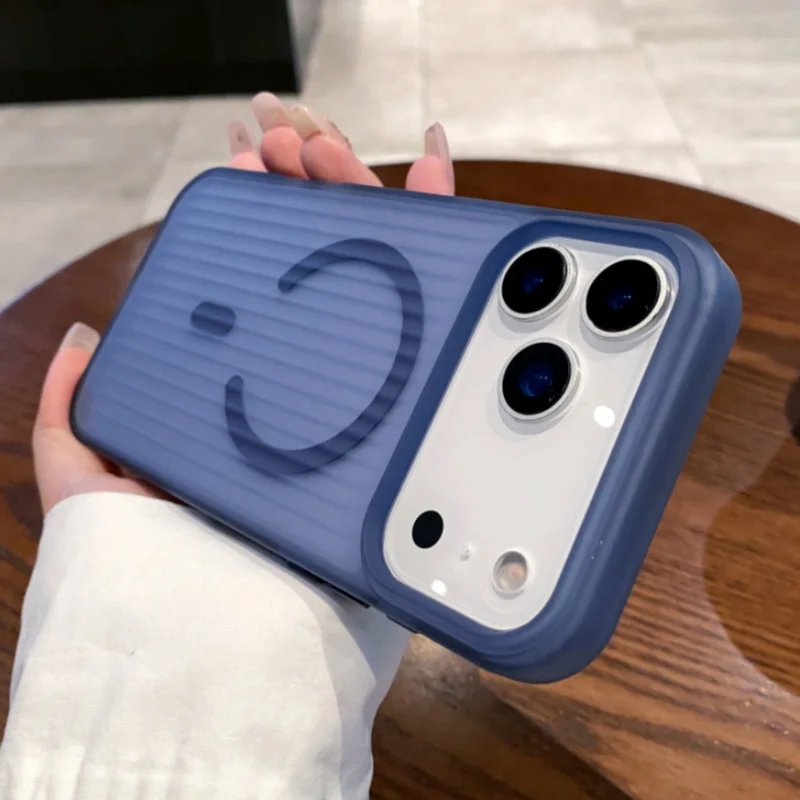 Para magsafe ondulado listra magnética caso de carregamento sem fio para iphone 17 ar 16 15 14 13 12 17 pro max à prova de choque fosco capa