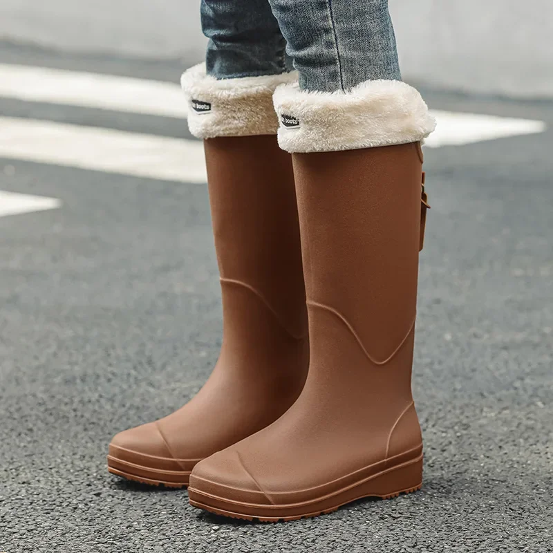 2024 New Slim Fit High Tube Outdoor Ladies Rain Boots Fashion Anti-slip Waterproof Rain Boot Women Shoes Work Safety Water Boots