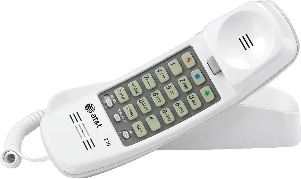 Basic Corded Phone, No AC Power Required, Wall-Mountable, White with Speed Dial