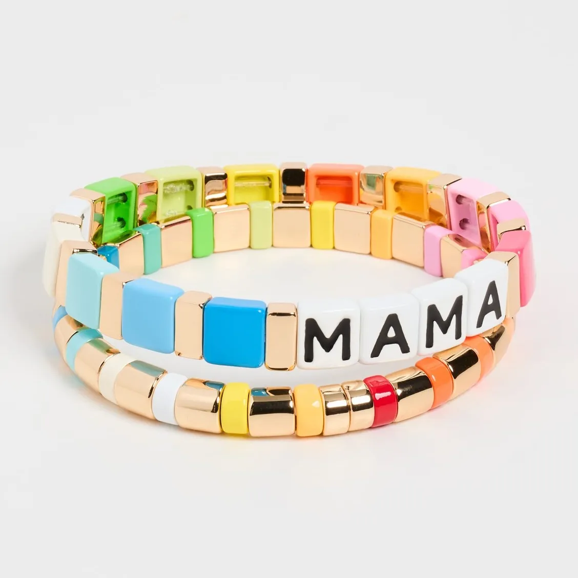 

KKBEAD Letter MAMA Bracelet Mother's Day Gifts Jewelry Enamel Tile Beads Bracelets Set for Women Boho Colorful Beads Pulseras