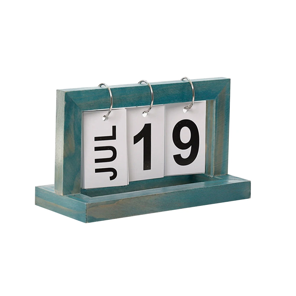 

Flip Page Desk Home Office Wooden Style Creative Nordic Design Practical Desktop Wooden Calendar Decor