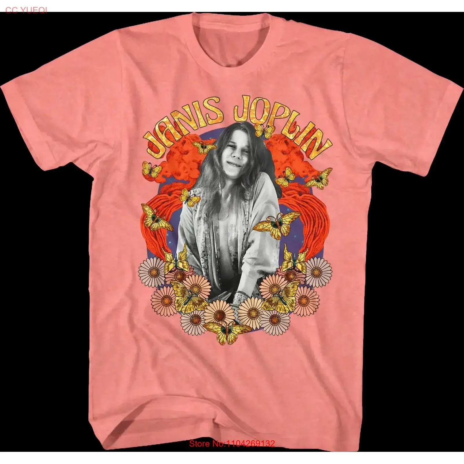 Camiseta Flower Power Janis Joplin, estilo vintage, lavada, elástica, unisex, versátil, ropa de diseñador, cómoda, moda urbana
