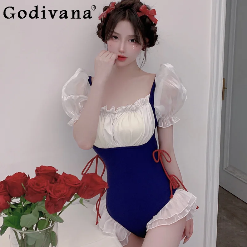 

Summer Fashion Student Sweet Y2k Slim-Fit Elegant Swimsuit Women Japanese Girly Kawaii Lolita Swimwear Women One-Piece Swim Set