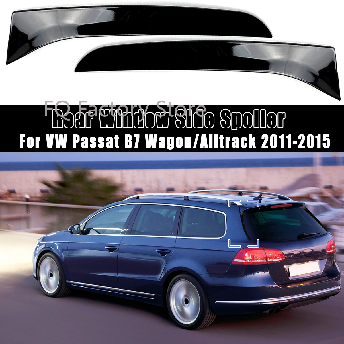 Spoiler lateral da janela traseira do carro para vw passat b7 wagon/alltrack 2011-2015 spoiler traseiro canard capa adesivo guarnição tuning corpo kits