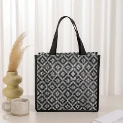 New Fashionable Handheld Tote Bag for Shopping Casual Woven Handbag Women's High-end Large-capacity PVC Toiletry Bag