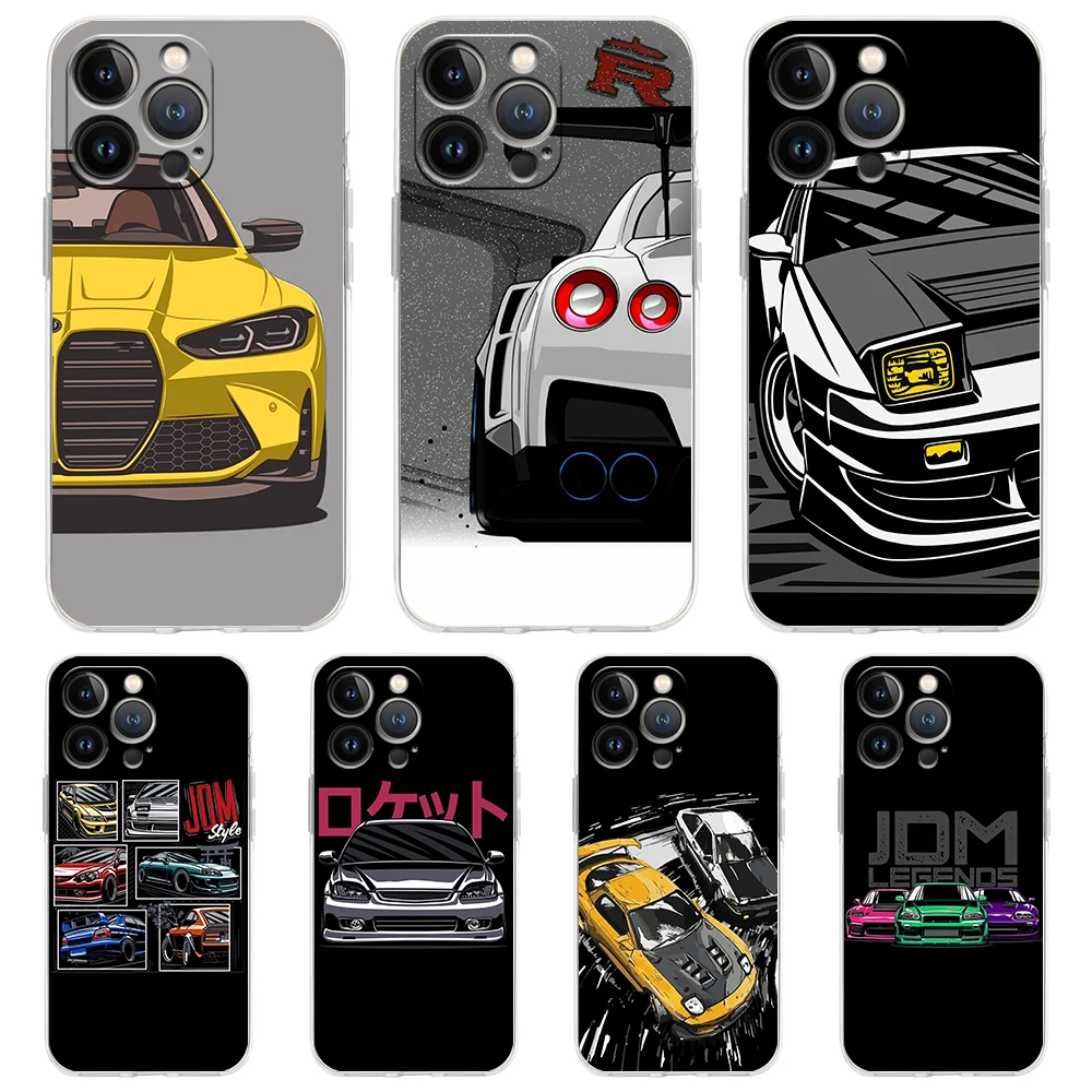 JDM Type R Civic Sport Car Phone Case For iPhone 15 14 13 12 Mini 11 Pro Max XS X XR 7 8 Plus Clear Shockproof Silicone Cover