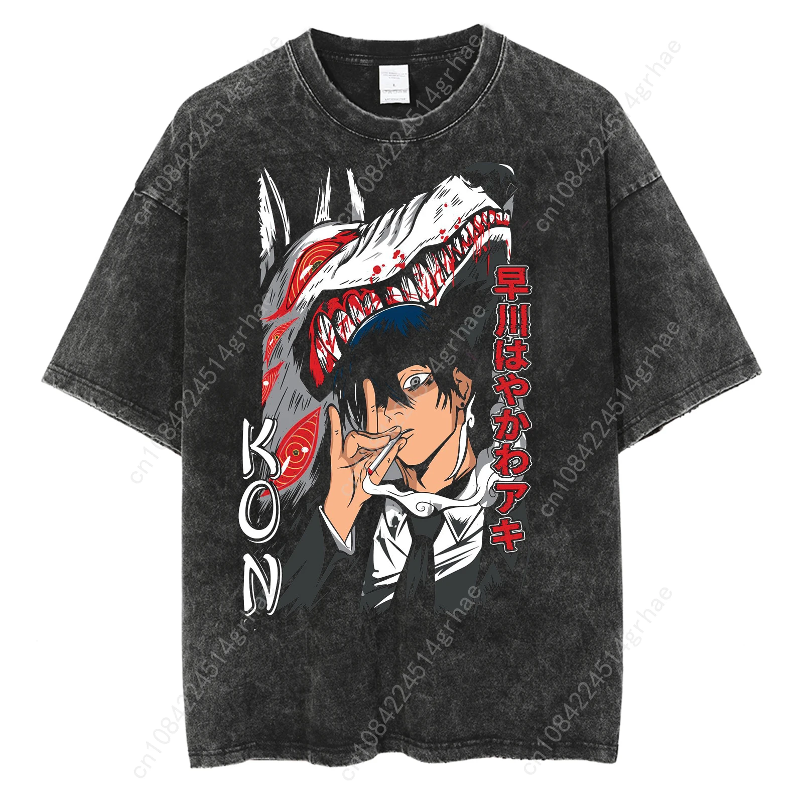 Harajuku أنيمي ريترو الحرم الجامعي طباعة 100% القطن الرجال الصيف نمط جديد القطن الخالص طاقم الرقبة ضئيلة قصيرة الأكمام تي شيرت حجم كبير #4