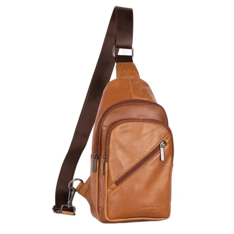 

Vintage genuine leather men's crossbody bag large capacity cowhide chest bag outdoor male messenger bag fashion shoulder bag