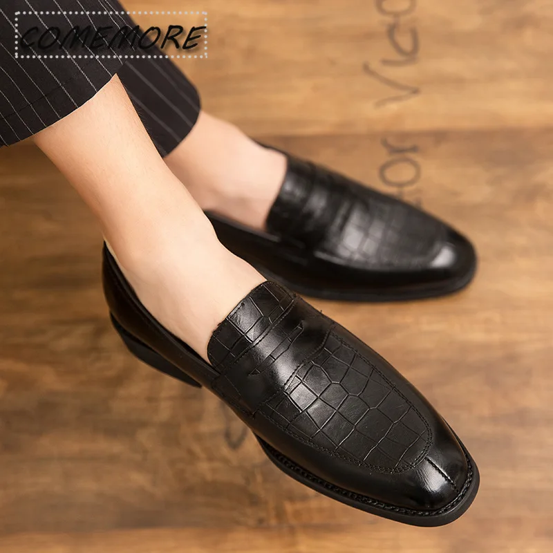 Luxurious Mens Dress Shoes Fashion Low Heel Party Business Office Men's Loafers Formal British Style Wedding Flats Male Footwear