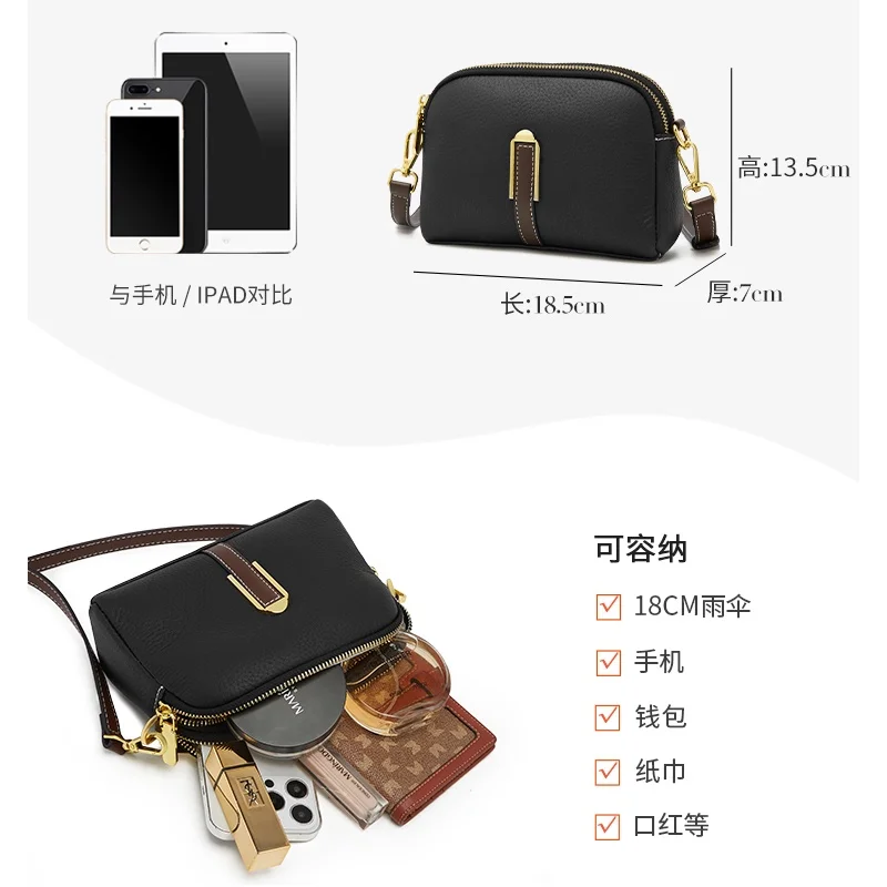 Women Crossbody Bags Genuine Leather Messenger Bag Casual Cow Leather Single Shoulder Bag for Women