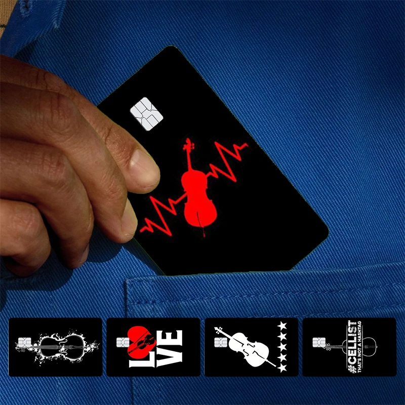 Cello Music Instrument Art Cover Skin Sticker For Credit Card Bank Debit Bus Card Front Side
