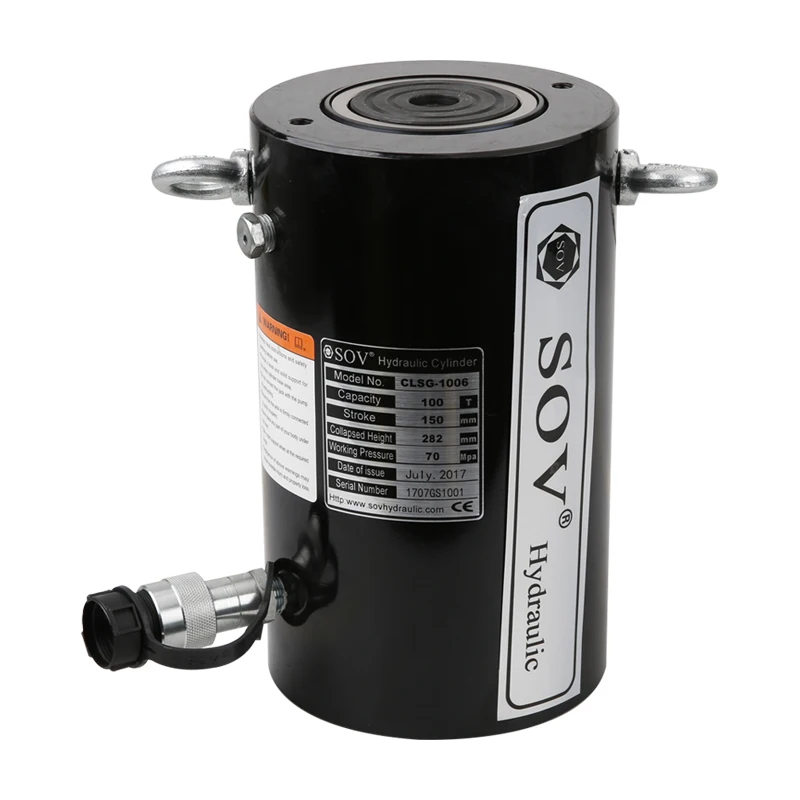 

10000 psi Industrial Single Action Hydraulic Cylinder Treble 100T Steel Jack Installation Repair Model CLSG-1002