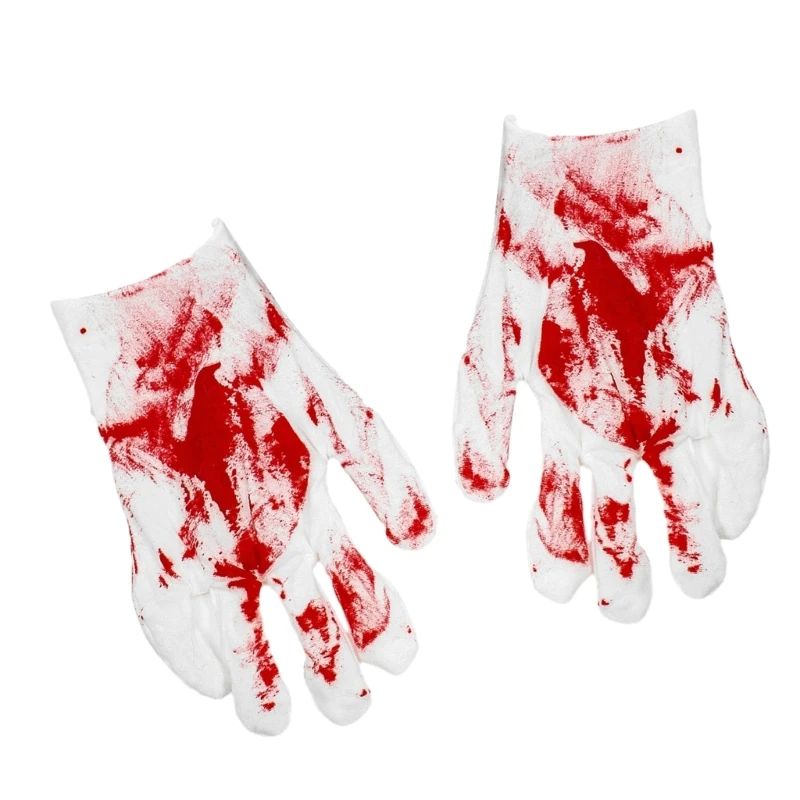 Mysterious Halloween Cosplay Bloodstain Print Gloves for Enigmatic Looks