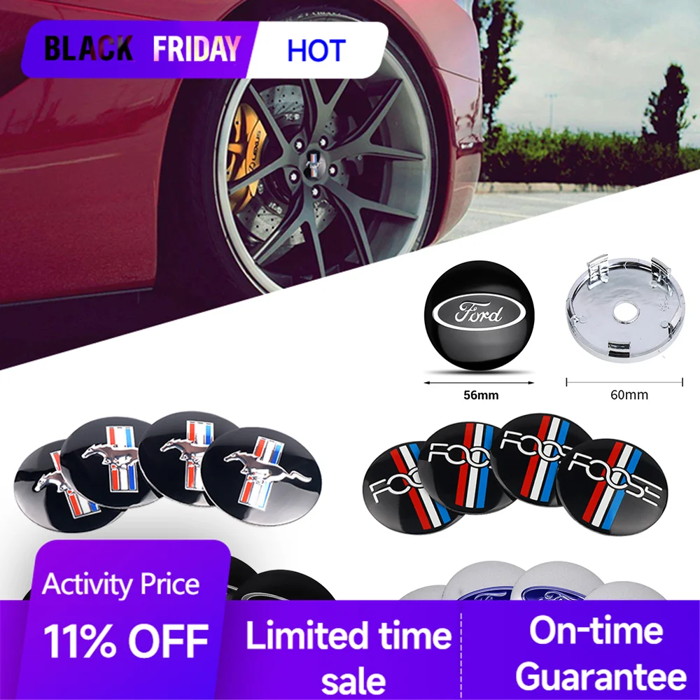 4pcs 56mm 60mm Auto Wheel Center Hub Caps Car Styling Stickers For Ford Focus Mk2 Mk3 Party Ranger Mondeo Mk4 Mustang Max Fiesta