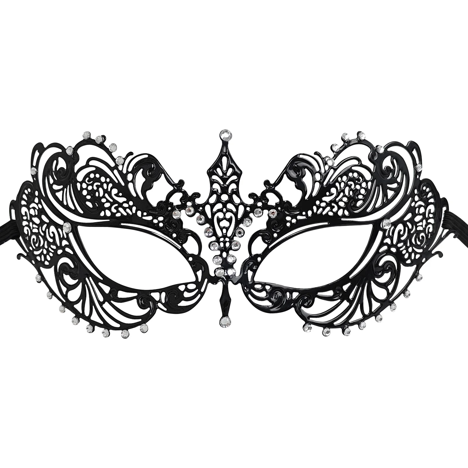 

Black Metal Venetian Masquerade Mask Elegant Simple Design with Intricate Details Perfect for Prom Parties Halloween Mardi Gras