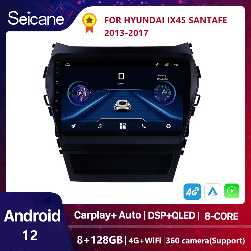 

Seicane Car GPS Multimedia Player Radio For 2013 2014 2015 2016 2017 Hyundai IX45 SantaFe 9 Inch Android 10.0 2Din Head Unit