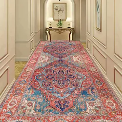 Retro Long Corridor Carpet Luxury Decoration Home Hallway Rug Non-slip Washable Stair Passageway Runner Foot Mat Customizable