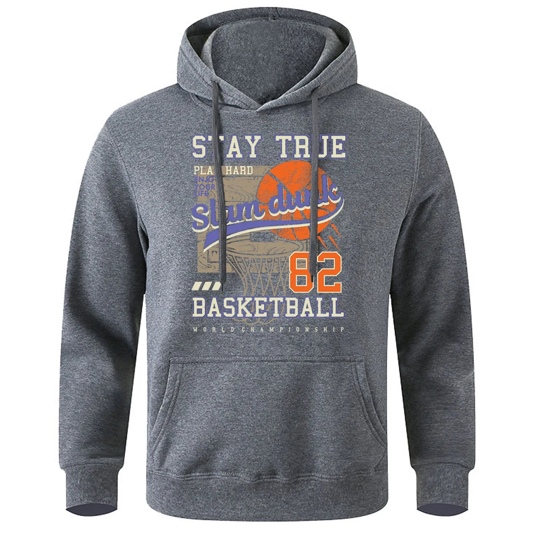 Stay True Slam Dunk Basketball 82 Printing Male Hooded O-Neck Loose Warm Hoody Casual Novelty Sweatshirts Basic All Match Hoodie