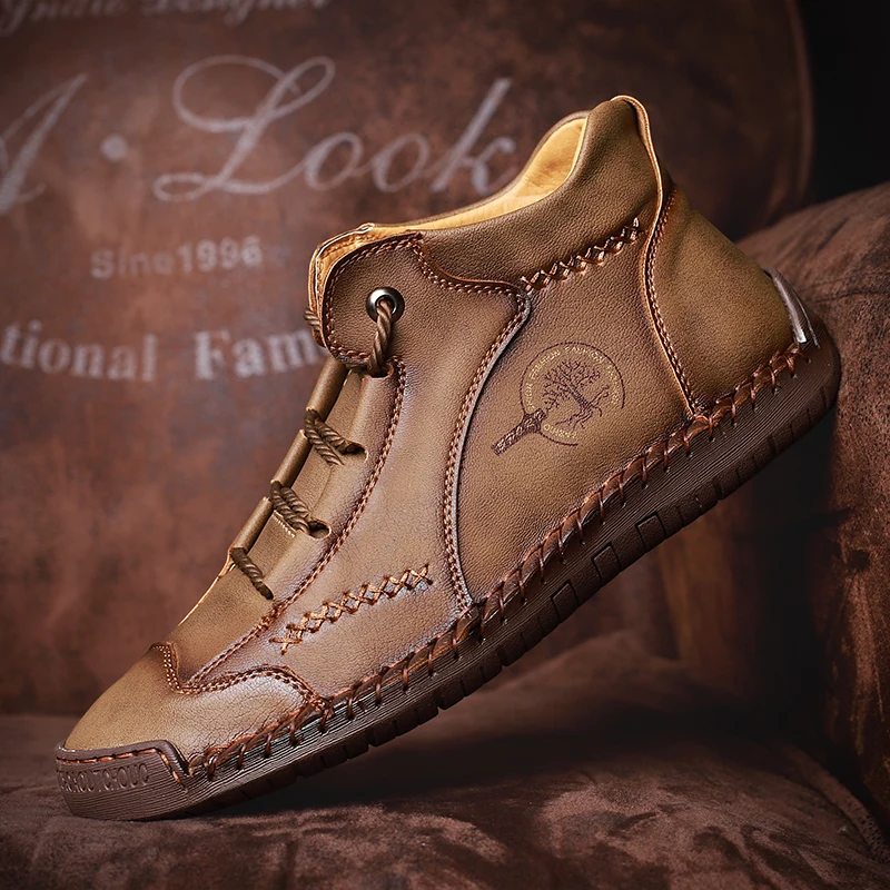 Classic Mens Ankle Boots Lightweight Mens Designer Boots Handmade Men Boots Outdoor Sneakers Leather Work Boots Plus Size 38-48