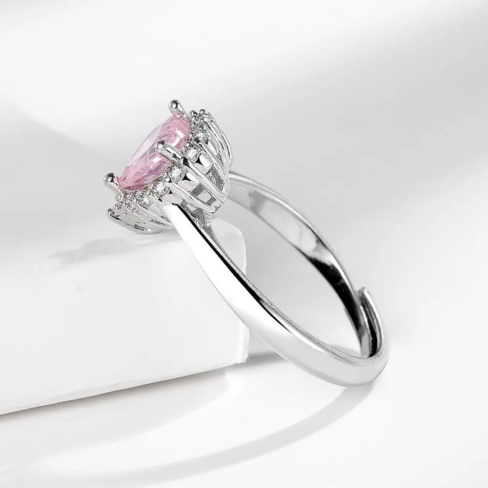 925 Sterling Silve Gorgeous Shiny Stone Pink Zircom Ring For Women Engagement Wedding High Quality Fine Jewelry - view 4