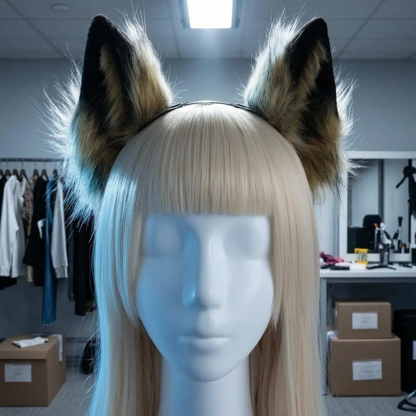 Wolf Ears Headband Faux Fur Cosplay Hairband Animal Ear Costume Accessory for Stage Shows Themed Parties