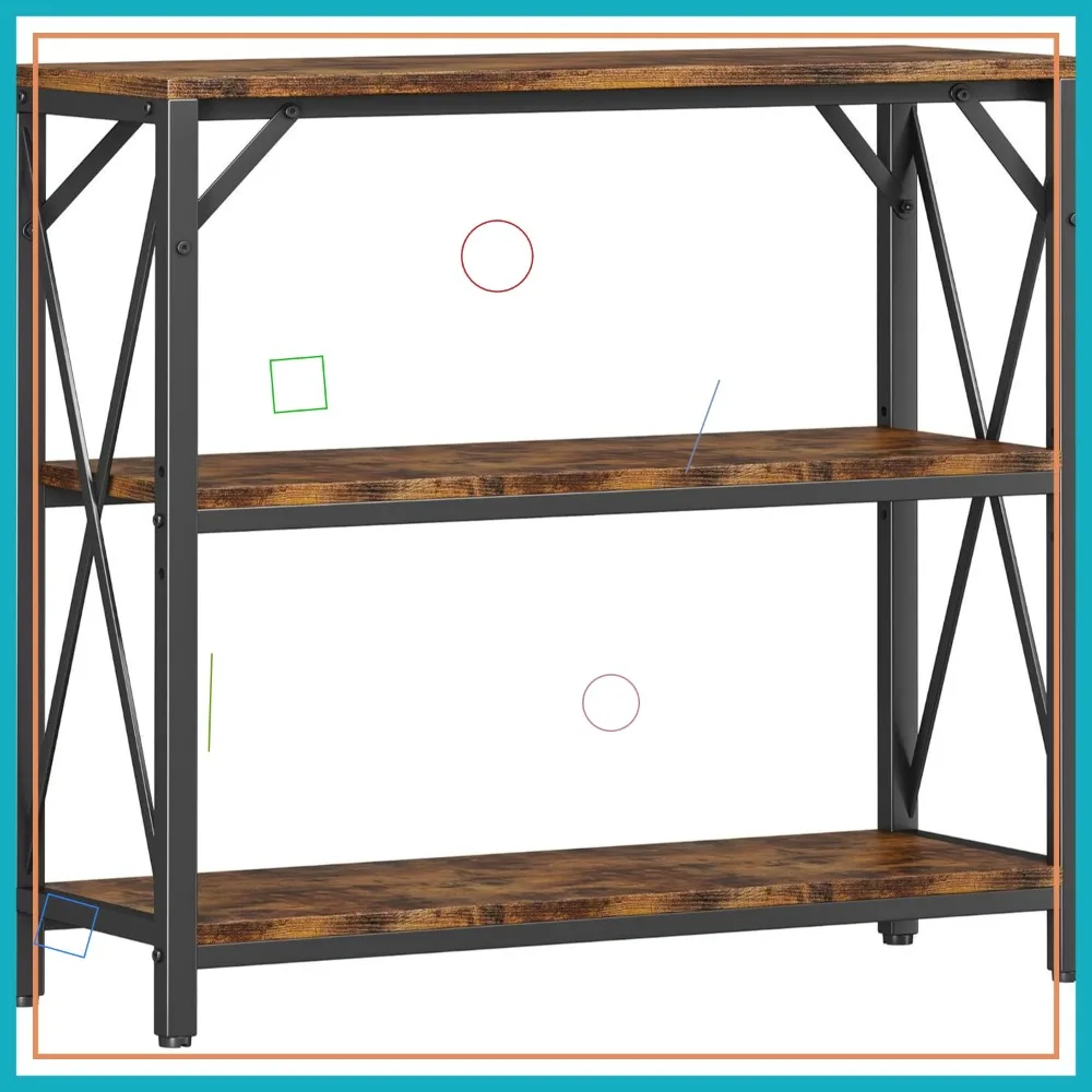 

Промышленный трехъярусный консольный столик с местом для хранения вещей, коричневый в деревенском стиле, для прихожей, гостиной и спальни