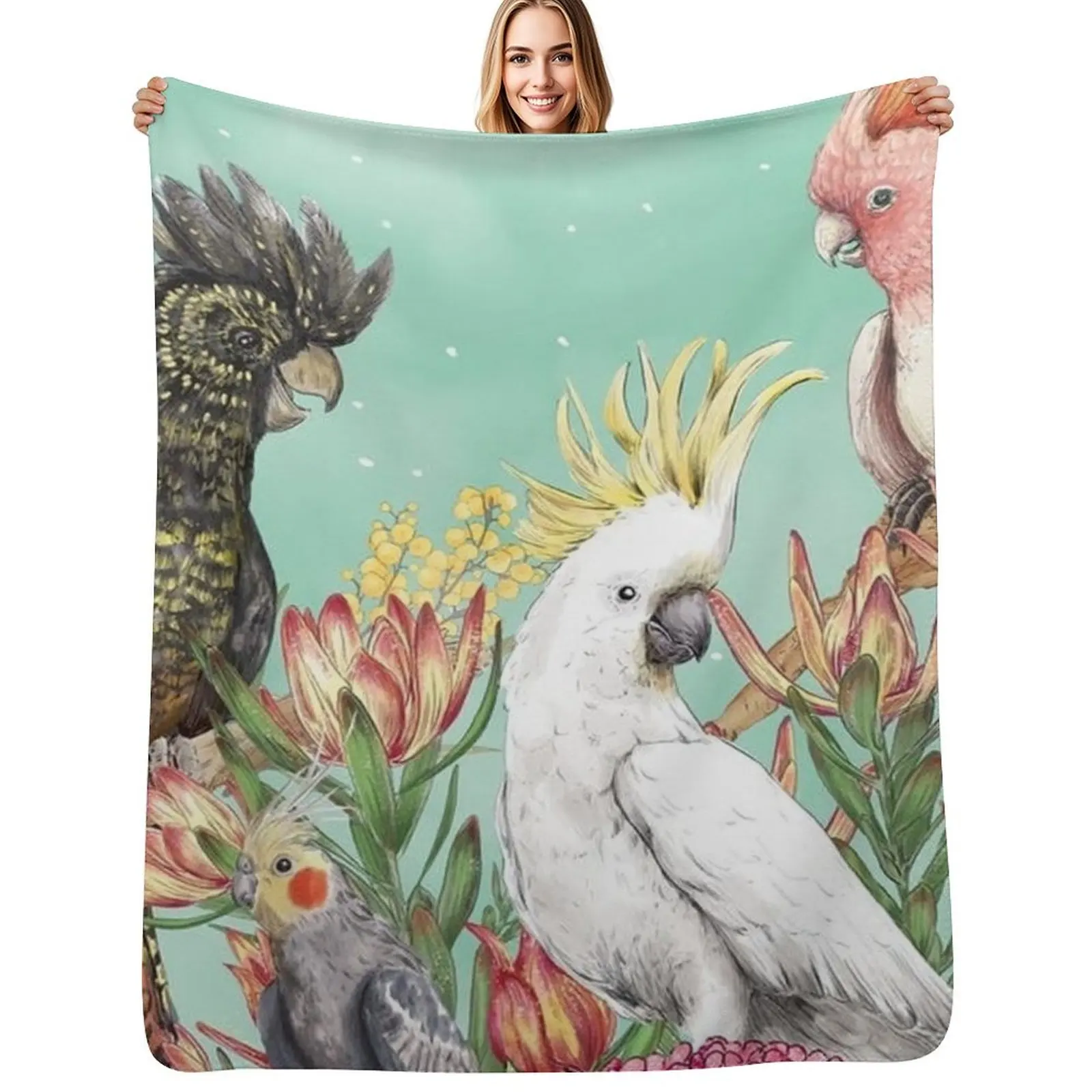 

Cockatoos Of Australia Throw Blanket Ultra Soft Flannel Fleece Blanket for All Seasons