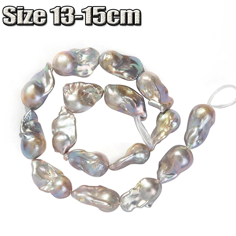 13-15cm Natural Grey Pink White Keshi Baroque Pearl Strands 38cm Loose Beads Quality AAAAA For Necklace Bracelet Jewelry DIY