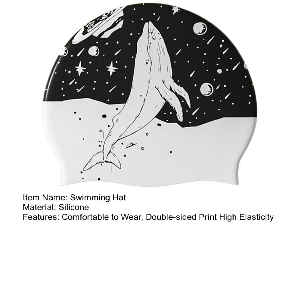 قبعة سباحة سيليكون سوداء مطبوع - مراجعة Swim Hat Silicone وسعره