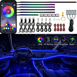 18 In 1 Universele Auto Led Omgevingslicht Symfonie Regenboog Interieur Rgb Neon Acryl Strip Sfeer Verlichting Met App Control