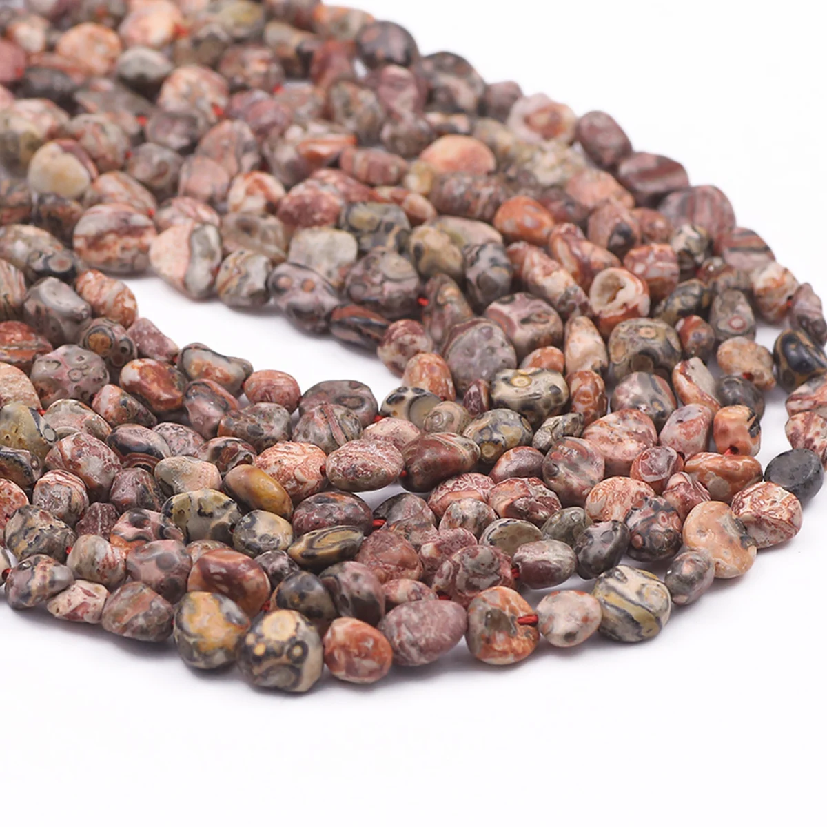 6-8mm Natural Red Leopard Skin Jasper Irregular Nugget Beads Stone Loose Beads For DIY Bracelet Necklace Jewelry Making Supplies
